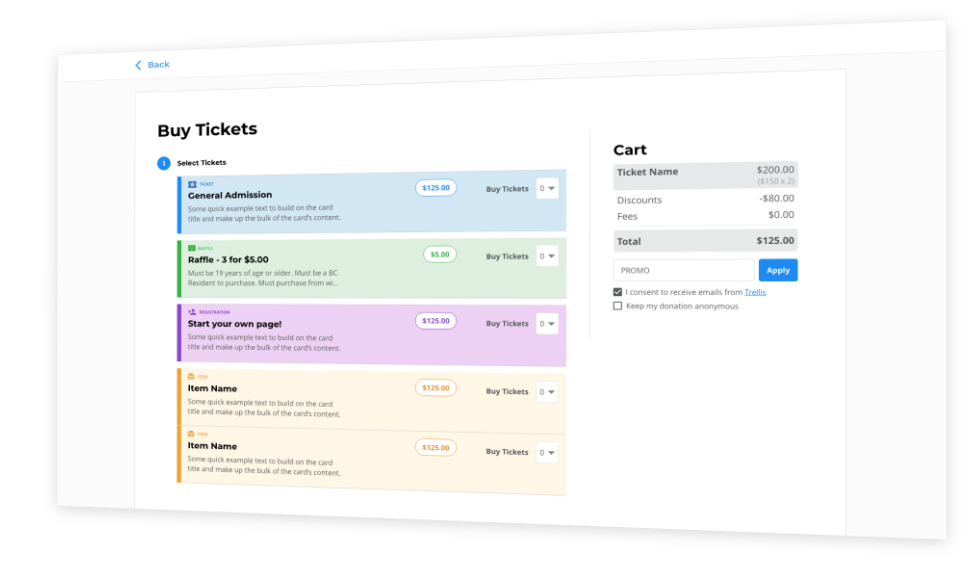 Buy tickets checkout screen